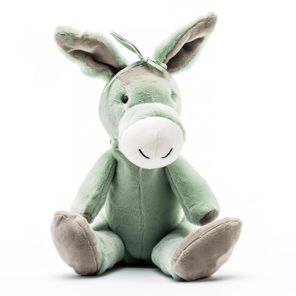 Cute Donkey Animal Plush Toy White Background Animal Doll with photo