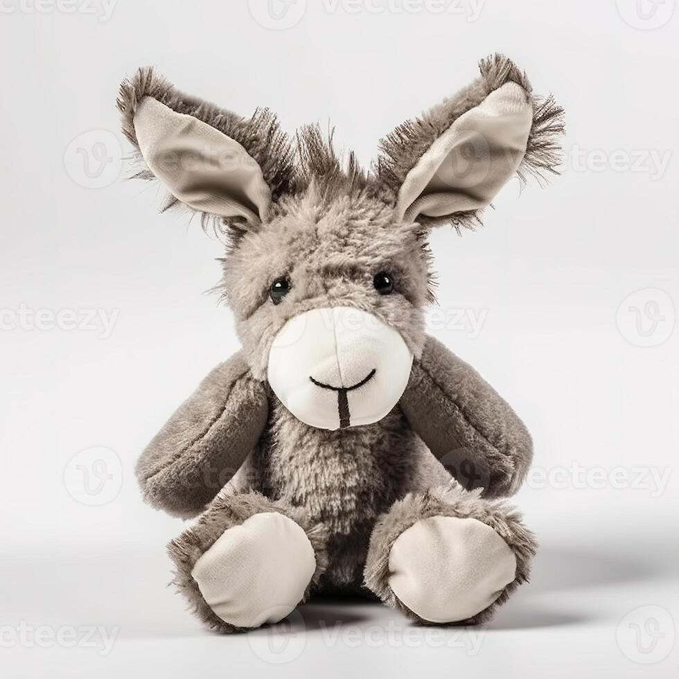 Cute Donkey Animal Plush Toy White Background Animal Doll with photo