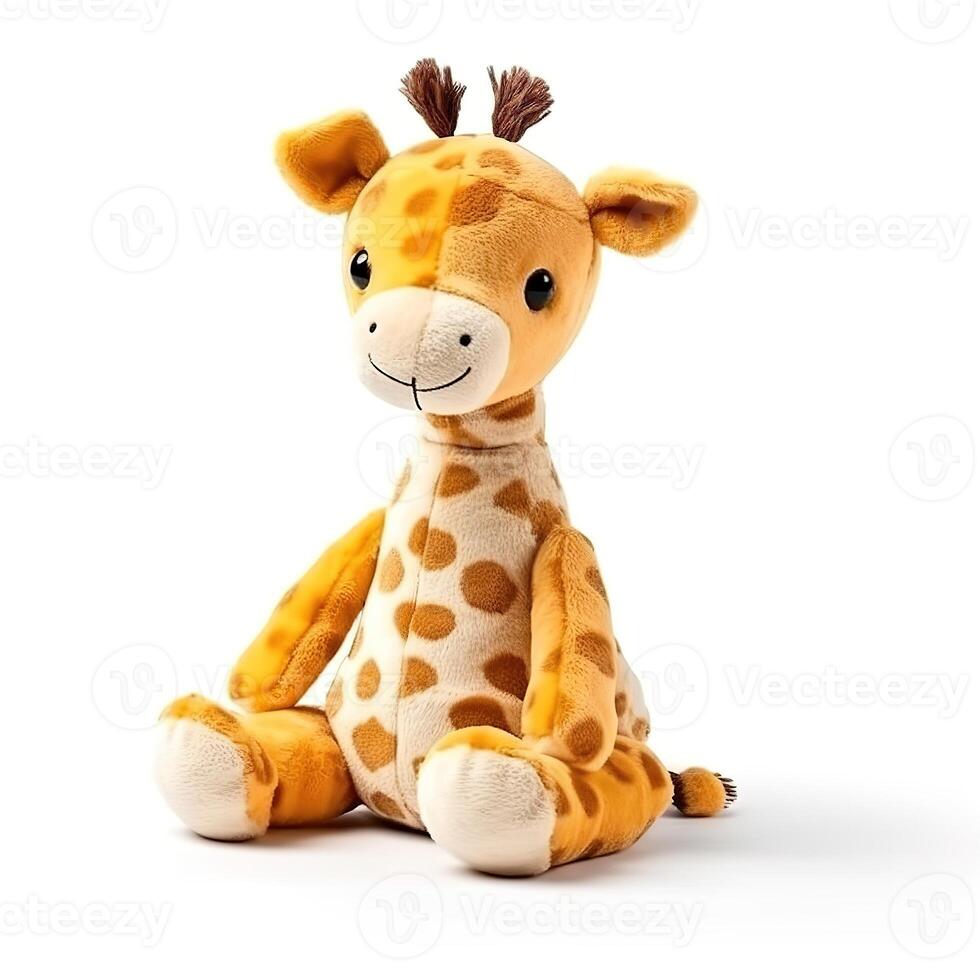 Cute Giraffe Animal Plush Toy White Background Animal Doll with photo