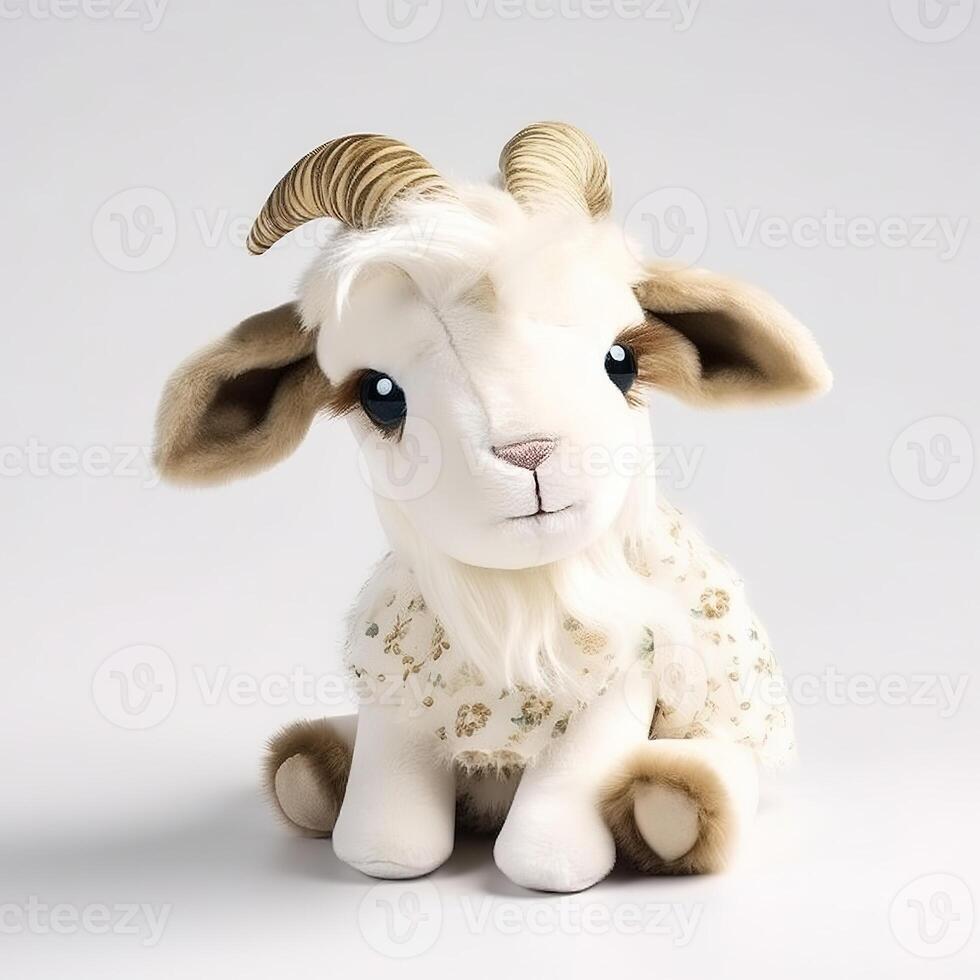 Cute Sheep Animal Plush Toy White Background Animal Doll with photo