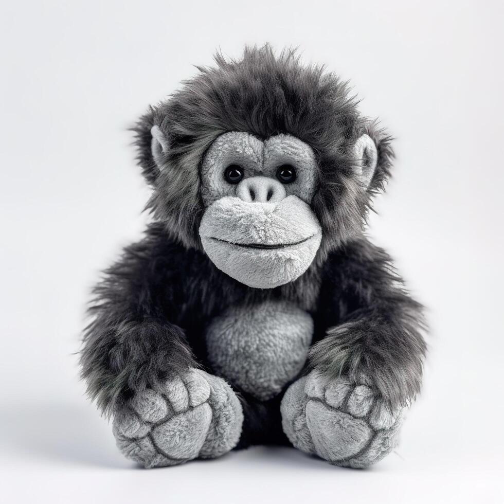 Cute Gorilla Animal Plush Toy White Background Animal Doll with photo
