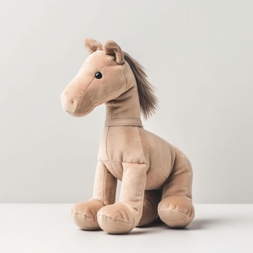 Cute Horse Animal Plush Toy Plain Background Animal Doll with photo