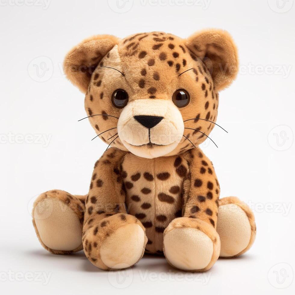Cute Jaguar Animal Plush Toy White Background Animal Doll with photo