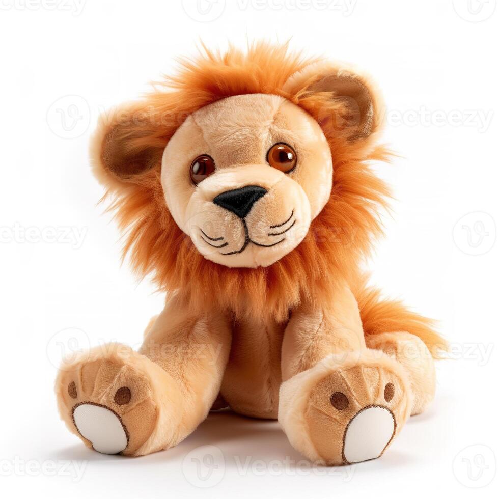 Cute Lion Animal Plush Toy White Background Animal Doll with photo