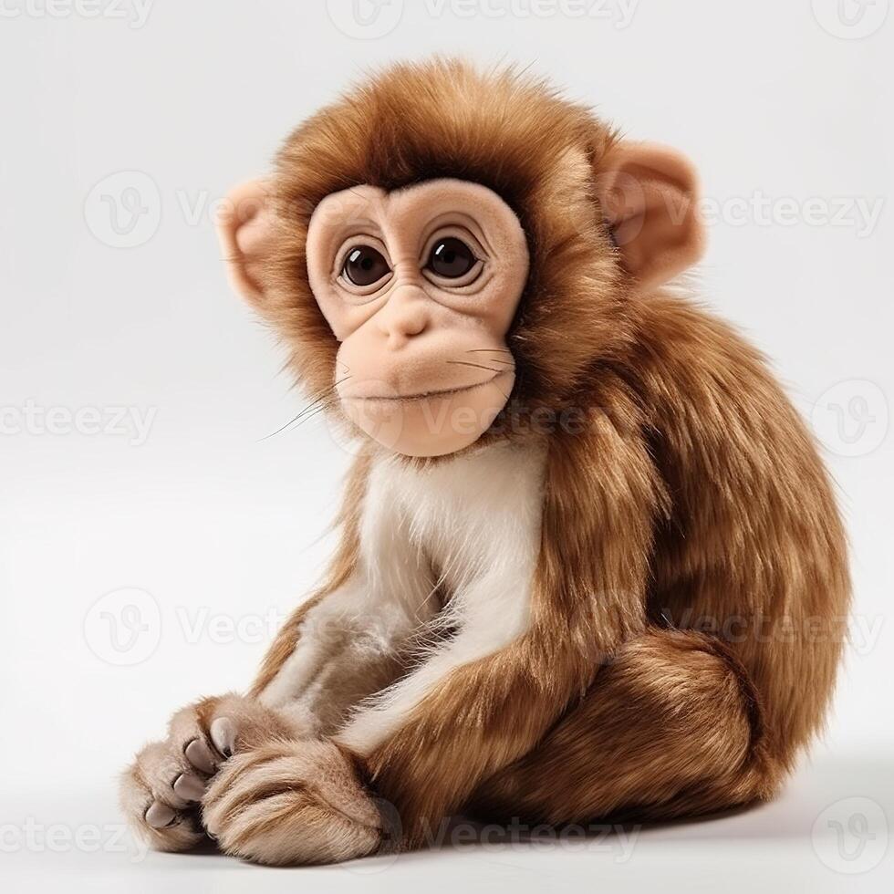 Cute Monkey Animal Plush Toy White Background Animal Doll with photo