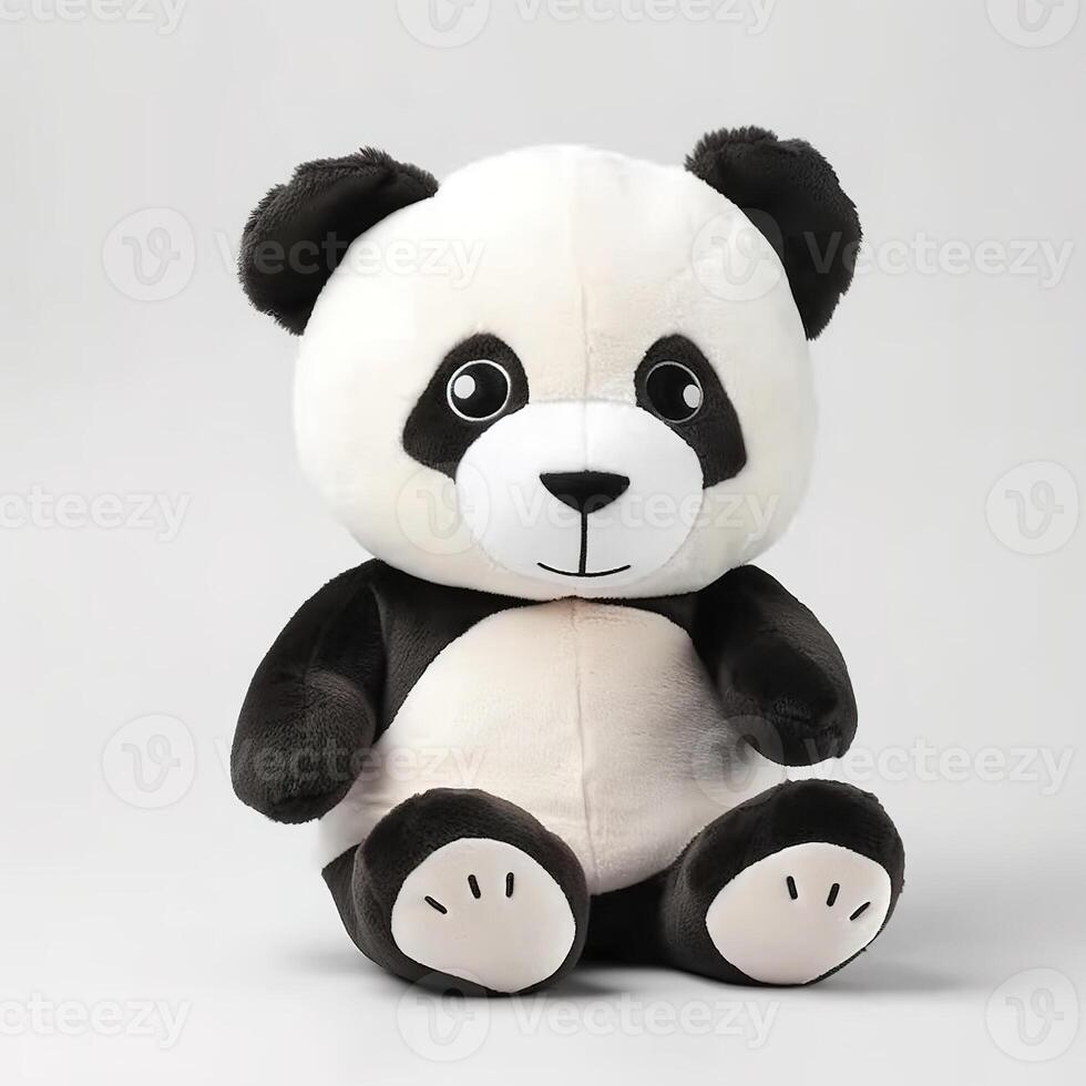 Cute Panda Animal Plush Toy White Background Animal Doll with photo