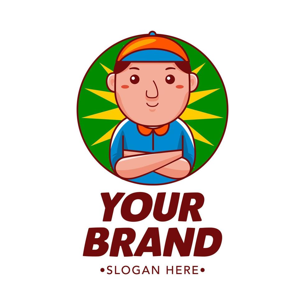 Courier Cartoon Character Logo Vector Template