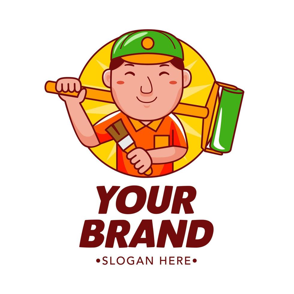 Painter Cartoon Character Logo Vector Template