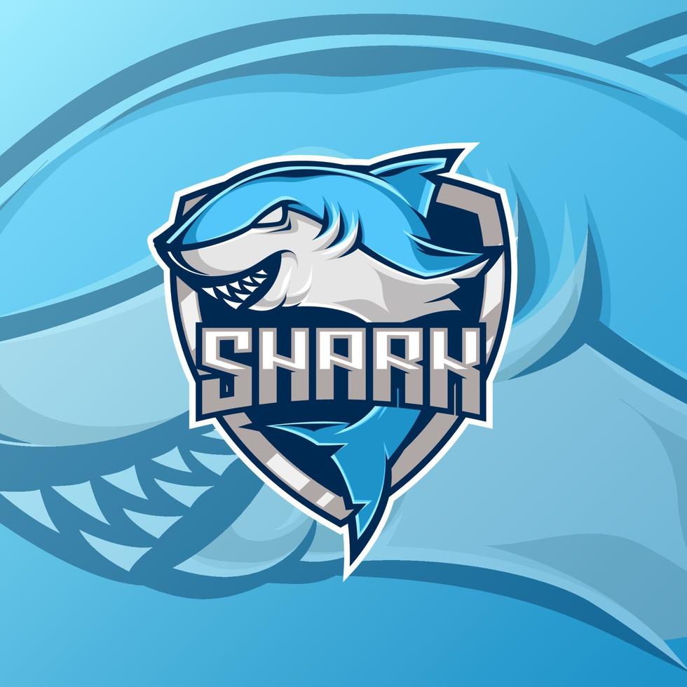 Shark esport game mascot logo template design, perfect for teams or games vector