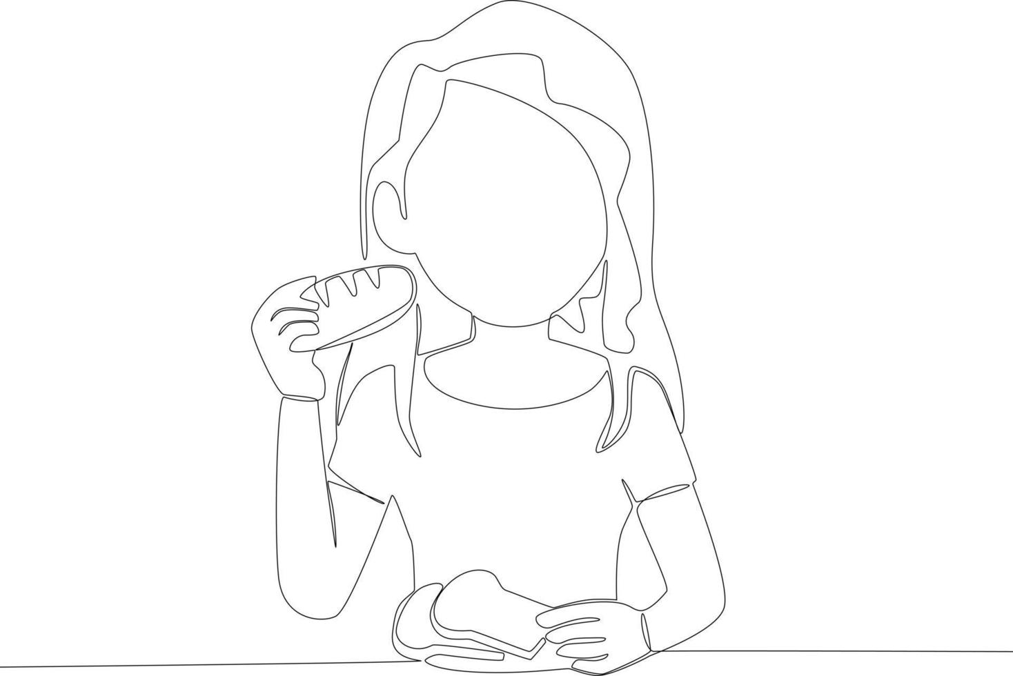 A girl's breakfast with a few slices of bread vector