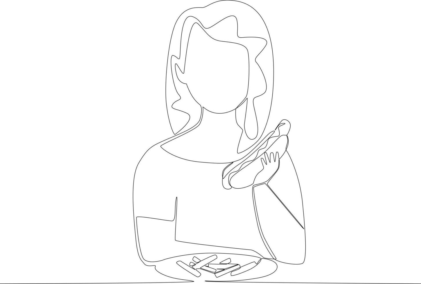 A lady having breakfast with healthy food vector