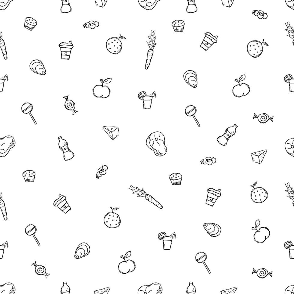 Seamless pattern with food icons. doodle food pattern. Food background vector