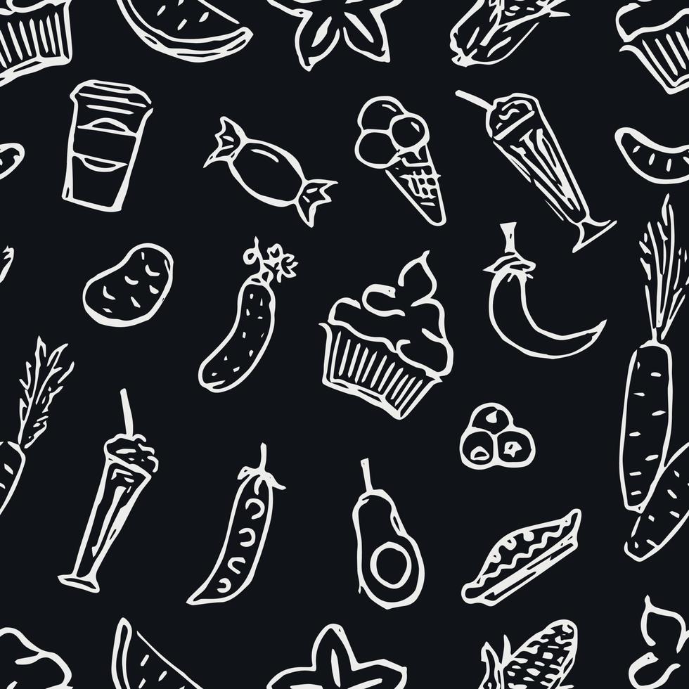 Seamless pattern with food icons. doodle food pattern. Food background vector