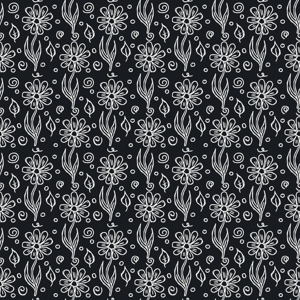 Seamless floral pattern. Doodle background with flowers. Spring pattern vector