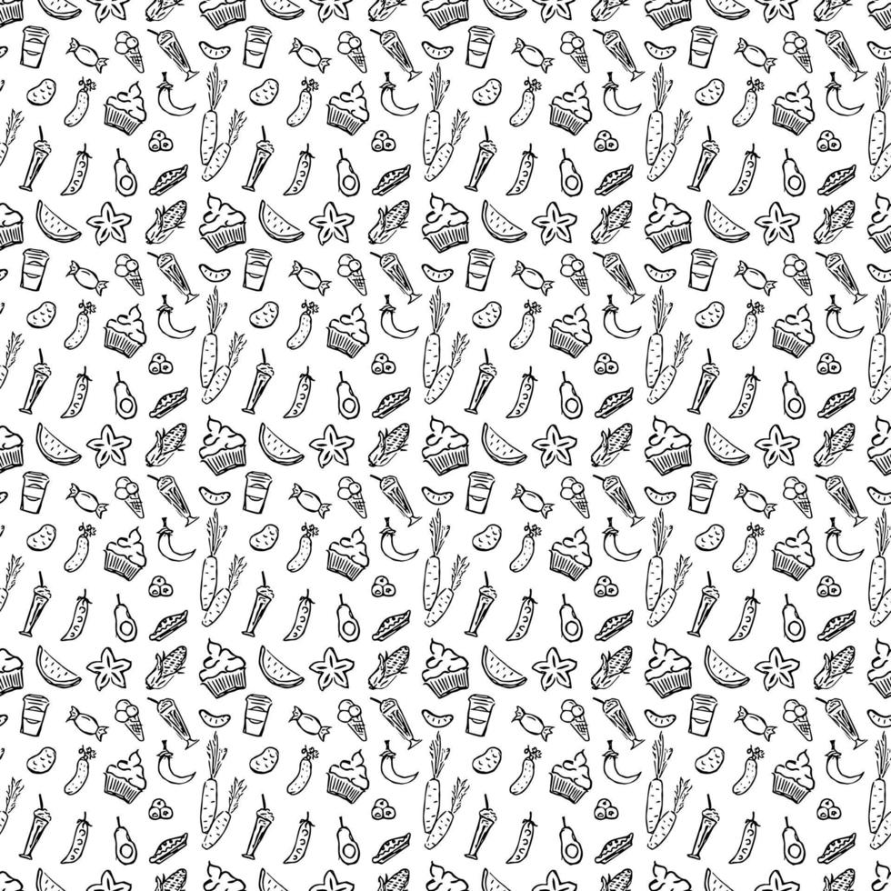 Seamless pattern with food icons. doodle food pattern. Food background vector