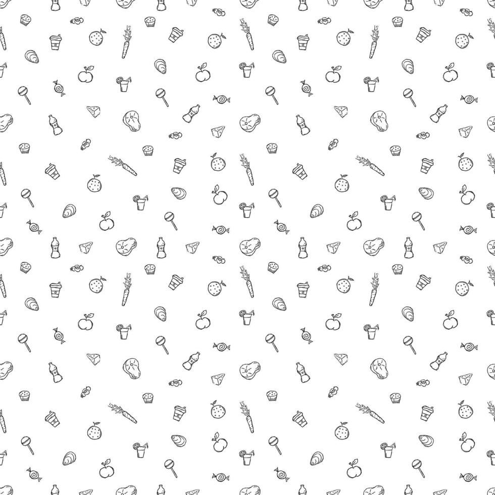 Seamless pattern with food icons. doodle food pattern. Food background vector