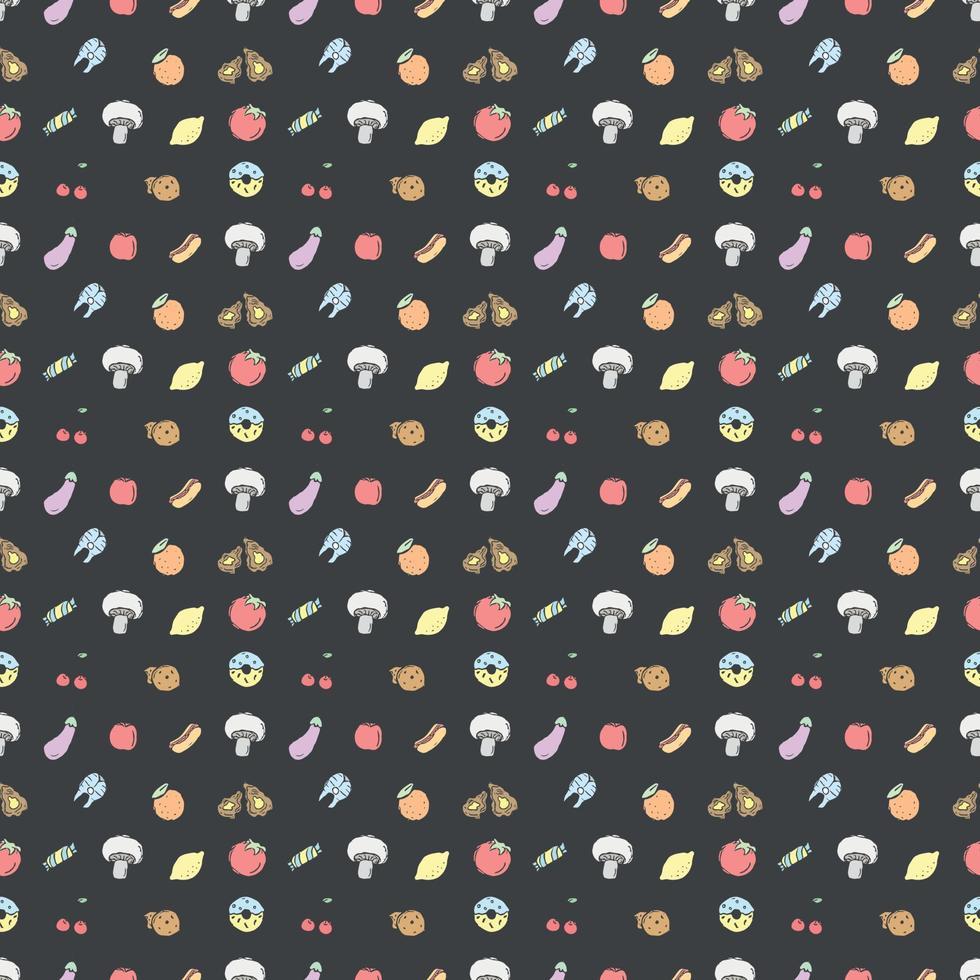 Seamless pattern with food icons. doodle food pattern. Food background vector