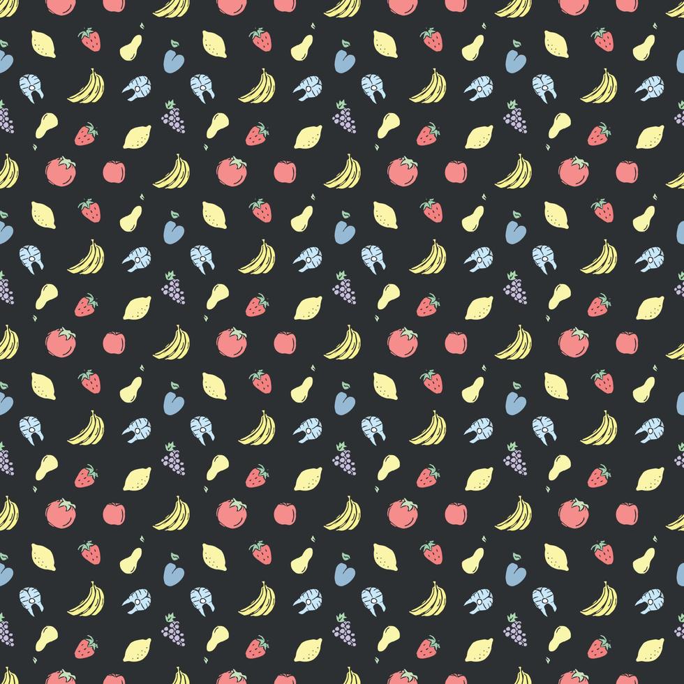 Seamless pattern with food icons. doodle food pattern. Food background vector
