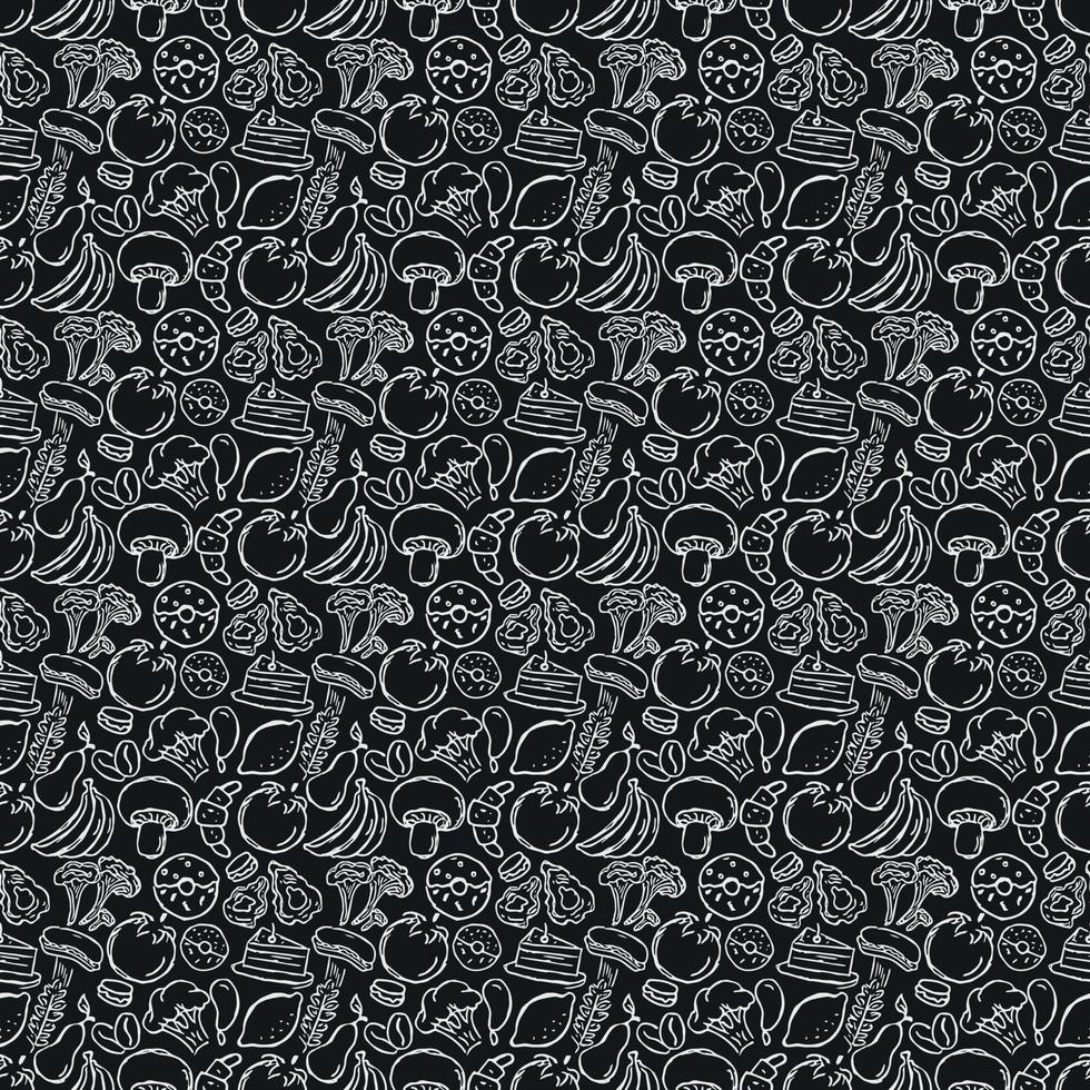 Seamless pattern with food icons. doodle food pattern. Food background vector
