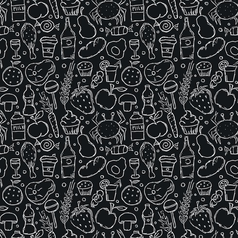 Seamless pattern with food icons. doodle food pattern. Food background vector