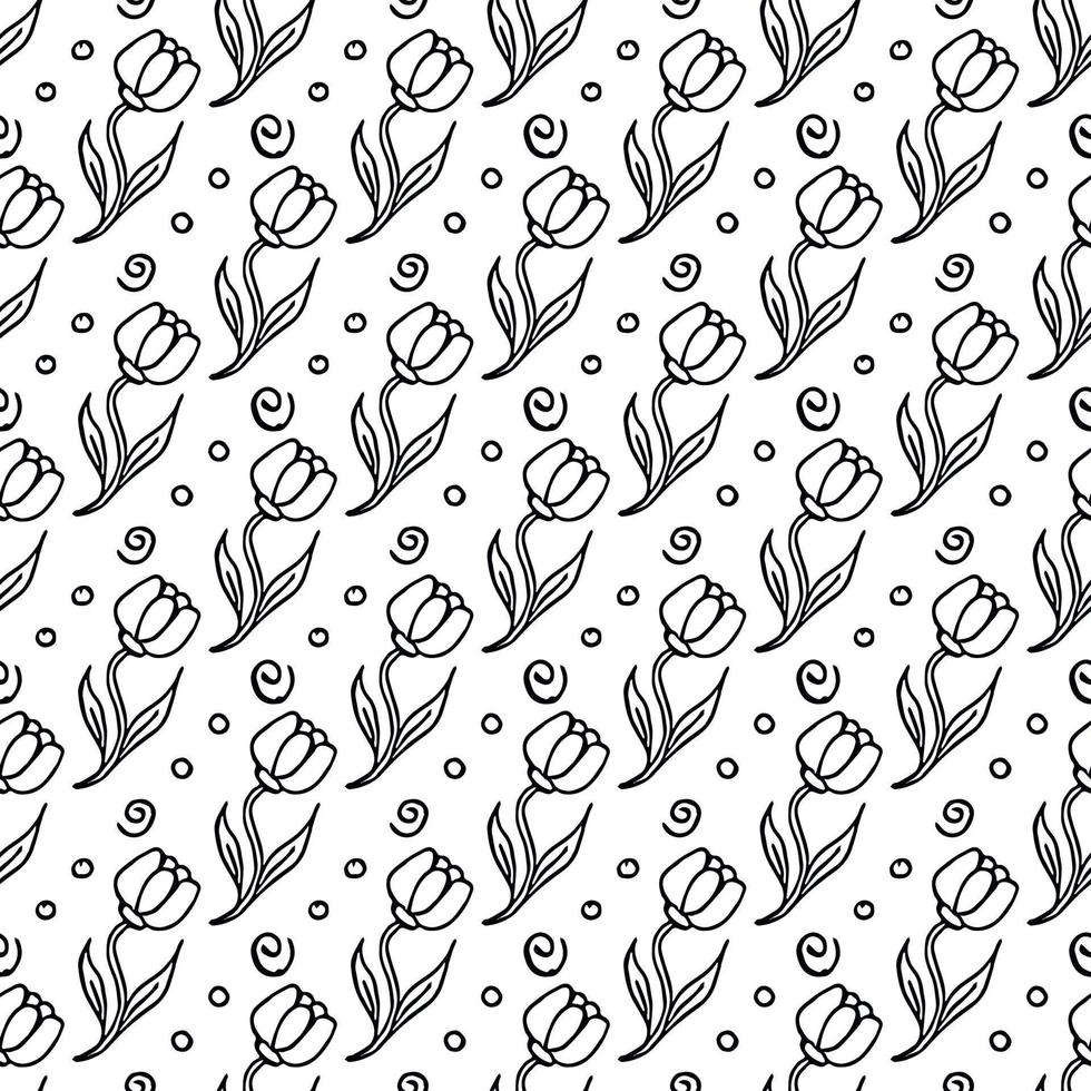 Seamless floral pattern. Doodle background with flowers. Spring pattern vector