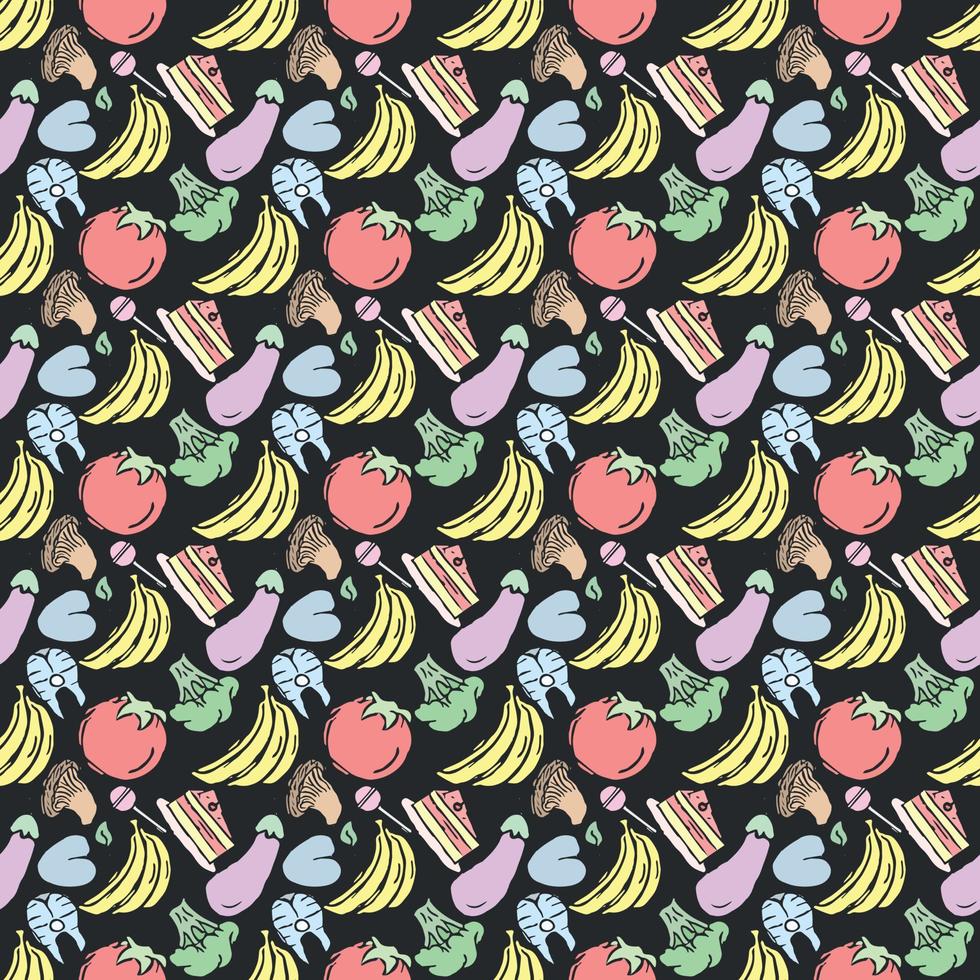 Seamless pattern with food icons. doodle food pattern. Food background vector