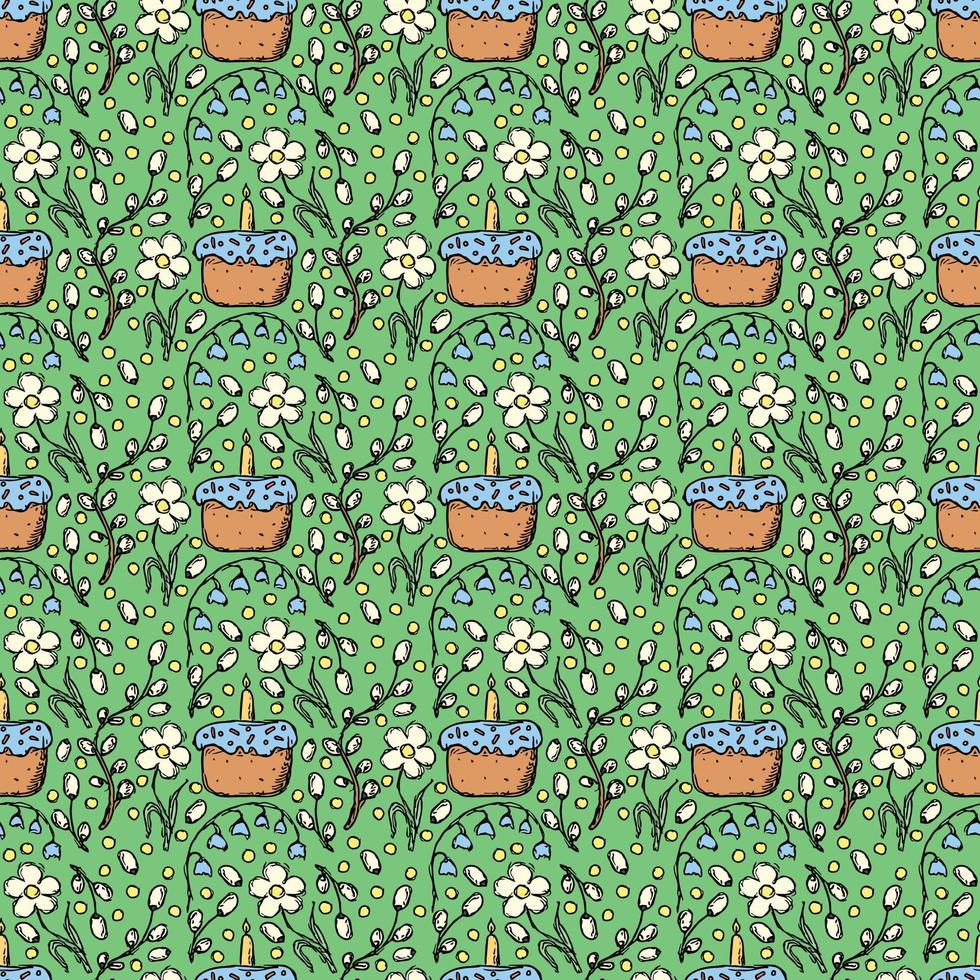 Easter pattern. Seamless pattern with easter icons. Easter background vector