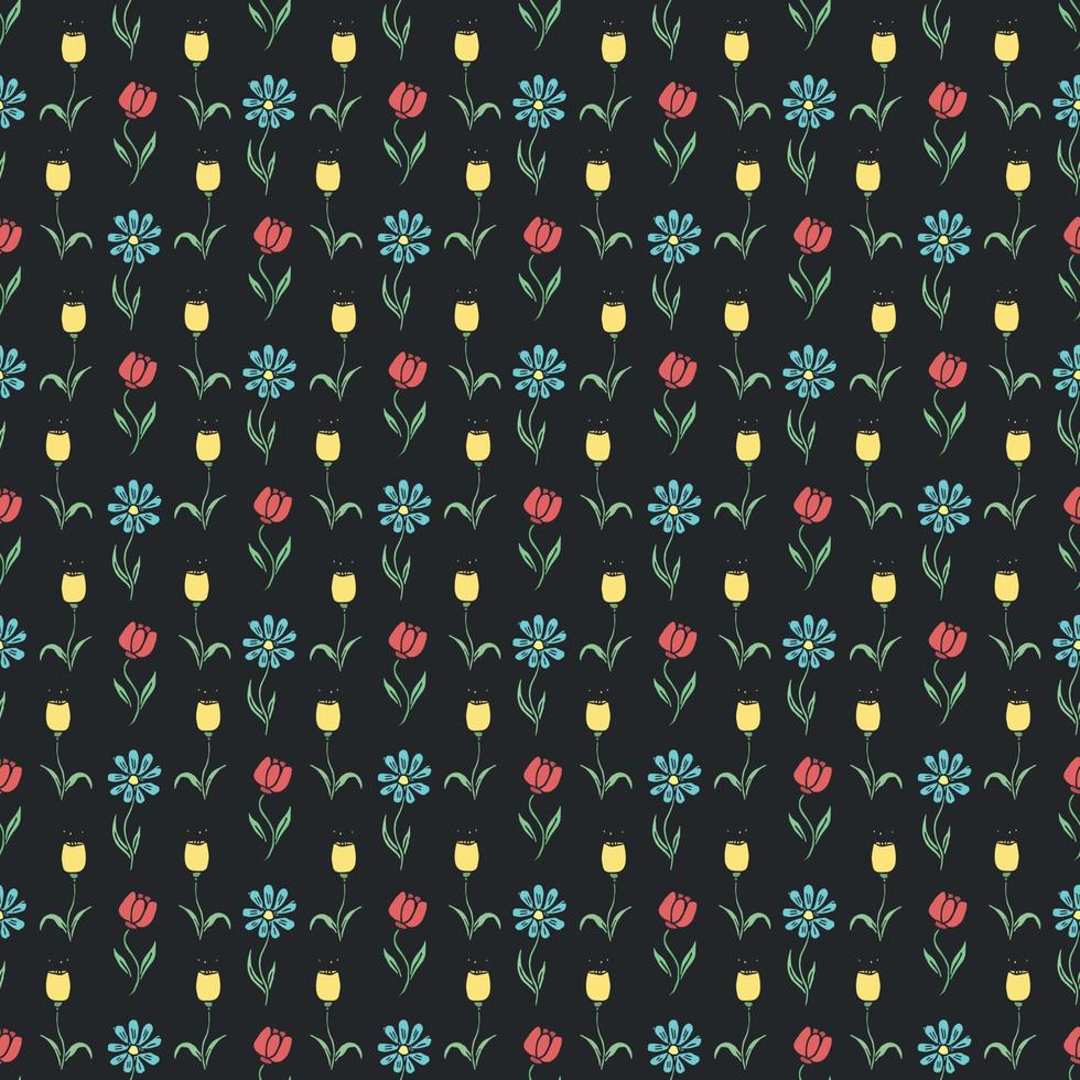 Seamless floral pattern. Doodle background with flowers. Spring pattern vector