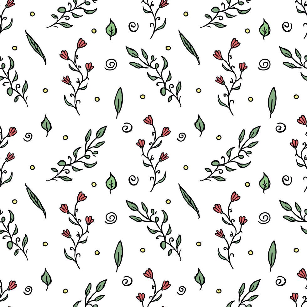 Seamless floral pattern. Doodle background with flowers. Spring pattern vector