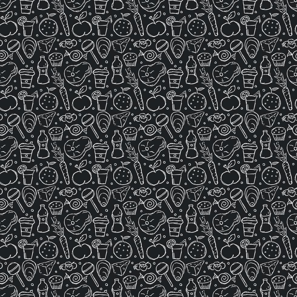Seamless pattern with food icons. doodle food pattern. Food background vector