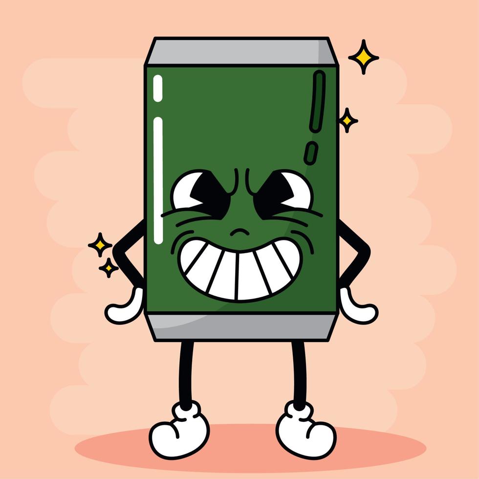 Isolated colored happy beer can traditional cartoon character Vector illustration