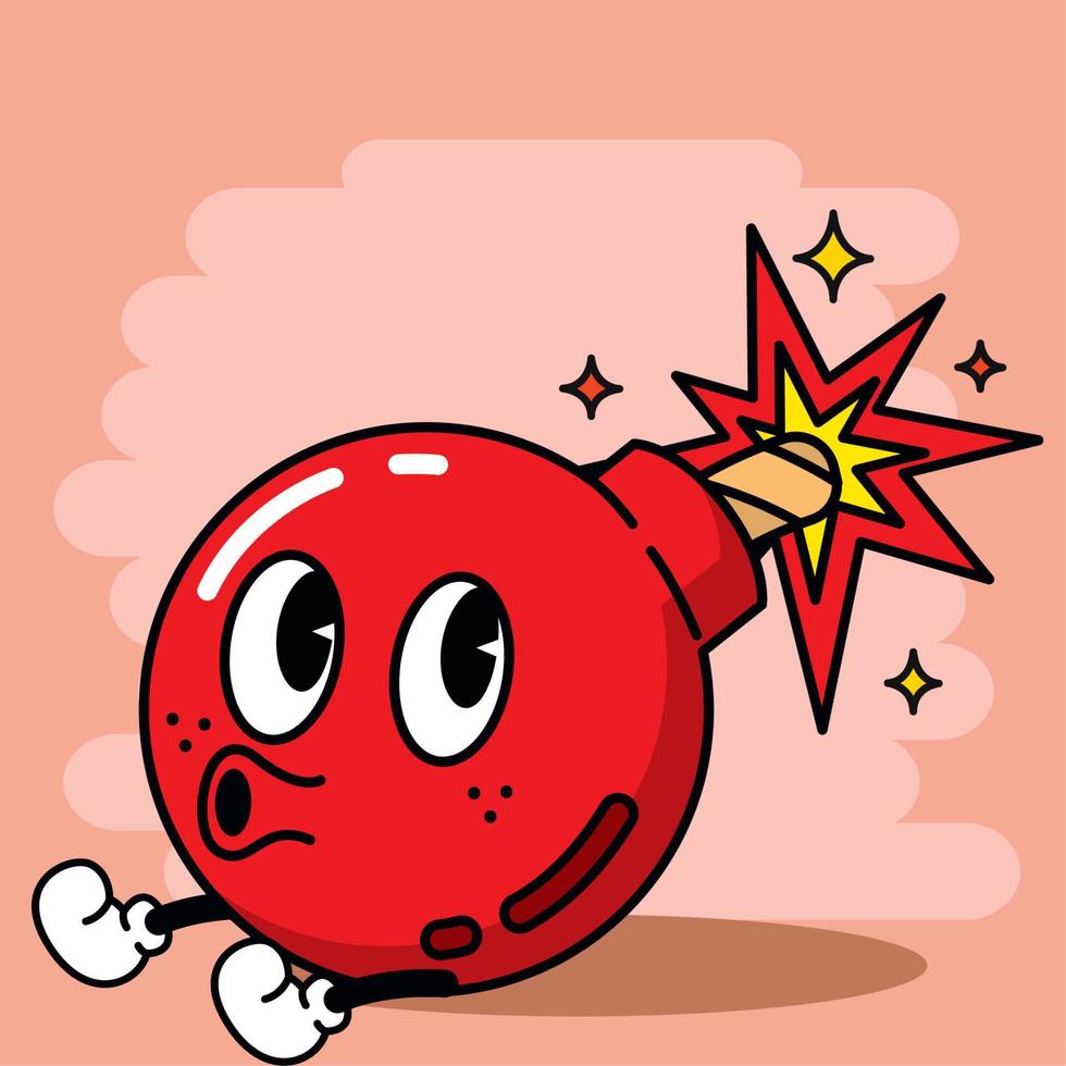 Isolated colored happy bomb traditional cartoon character Vector illustration