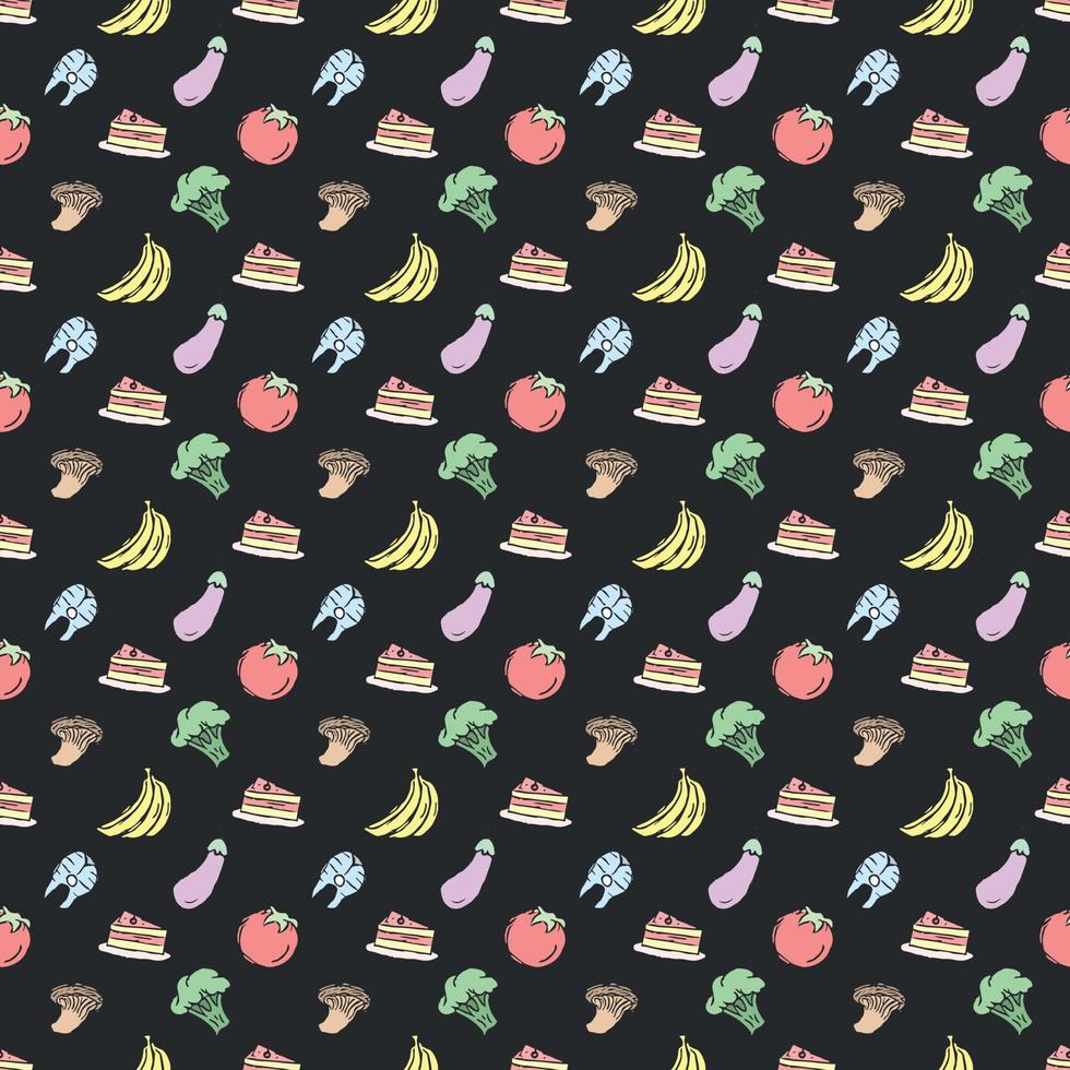 Seamless pattern with food icons. doodle food pattern. Food background vector