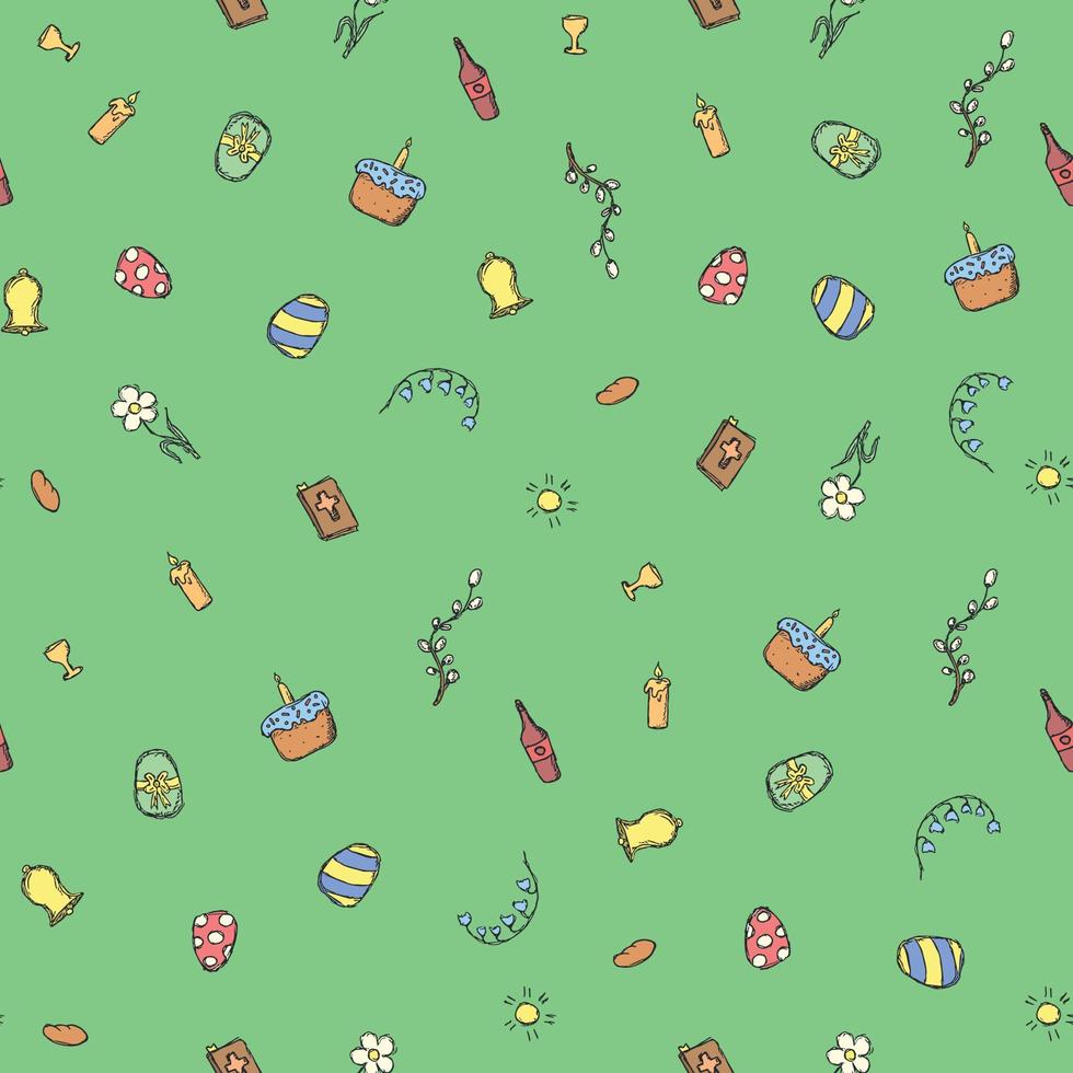 Easter pattern. Seamless pattern with easter icons. Easter background vector