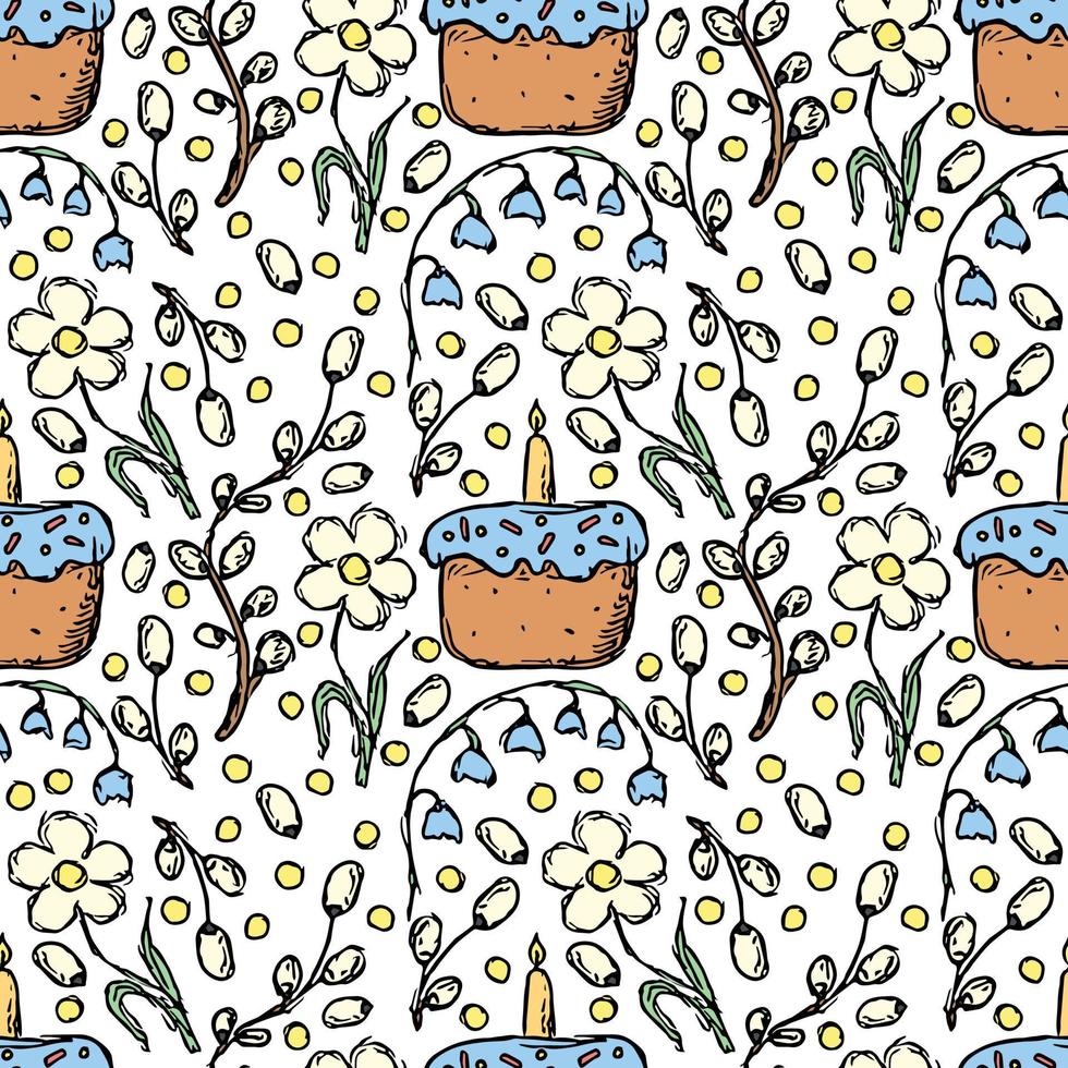 Easter pattern. Seamless pattern with easter icons. Easter background vector