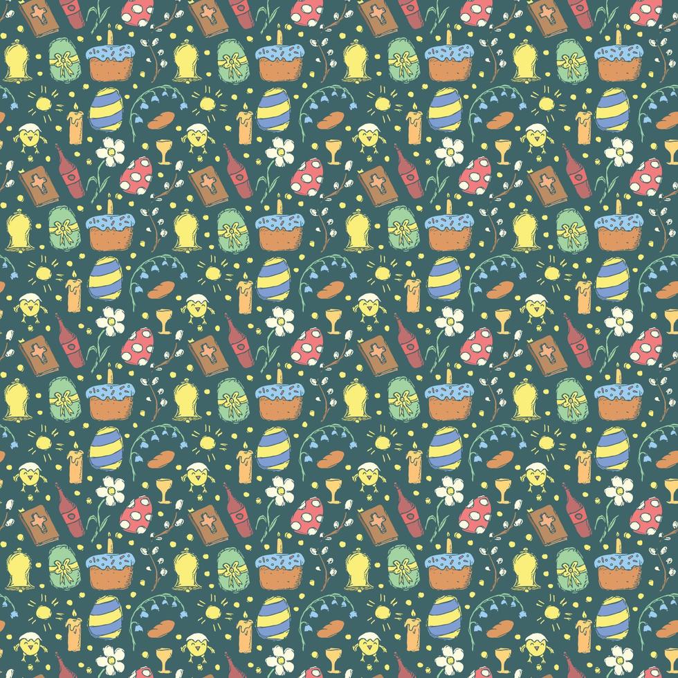Easter pattern. Seamless pattern with easter icons. Easter background vector