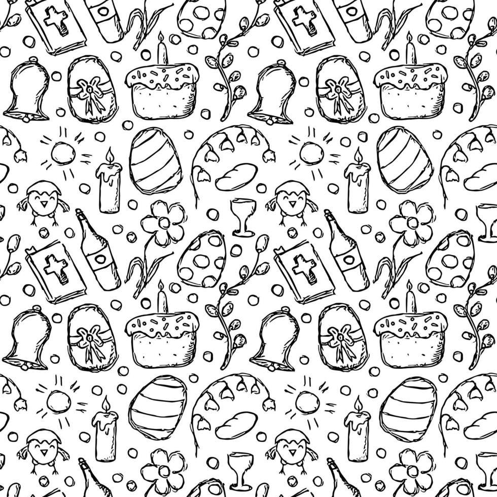 Easter pattern. Seamless pattern with easter icons. Easter background vector