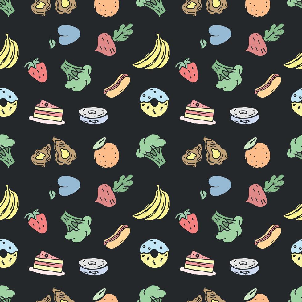 Seamless pattern with food icons. doodle food pattern. Food background vector