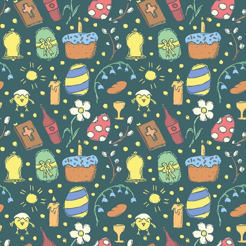 Easter pattern. Seamless pattern with easter icons. Easter background vector
