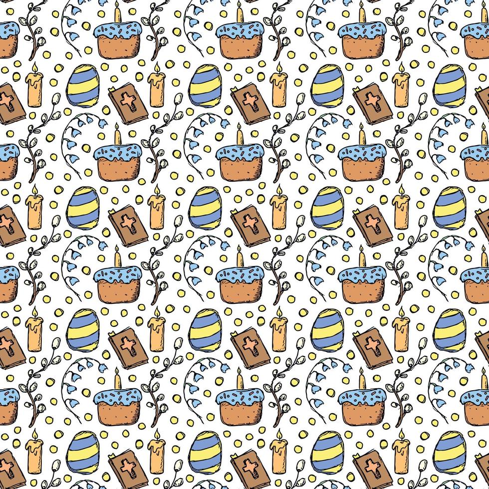 Easter pattern. Seamless pattern with easter icons. Easter background vector