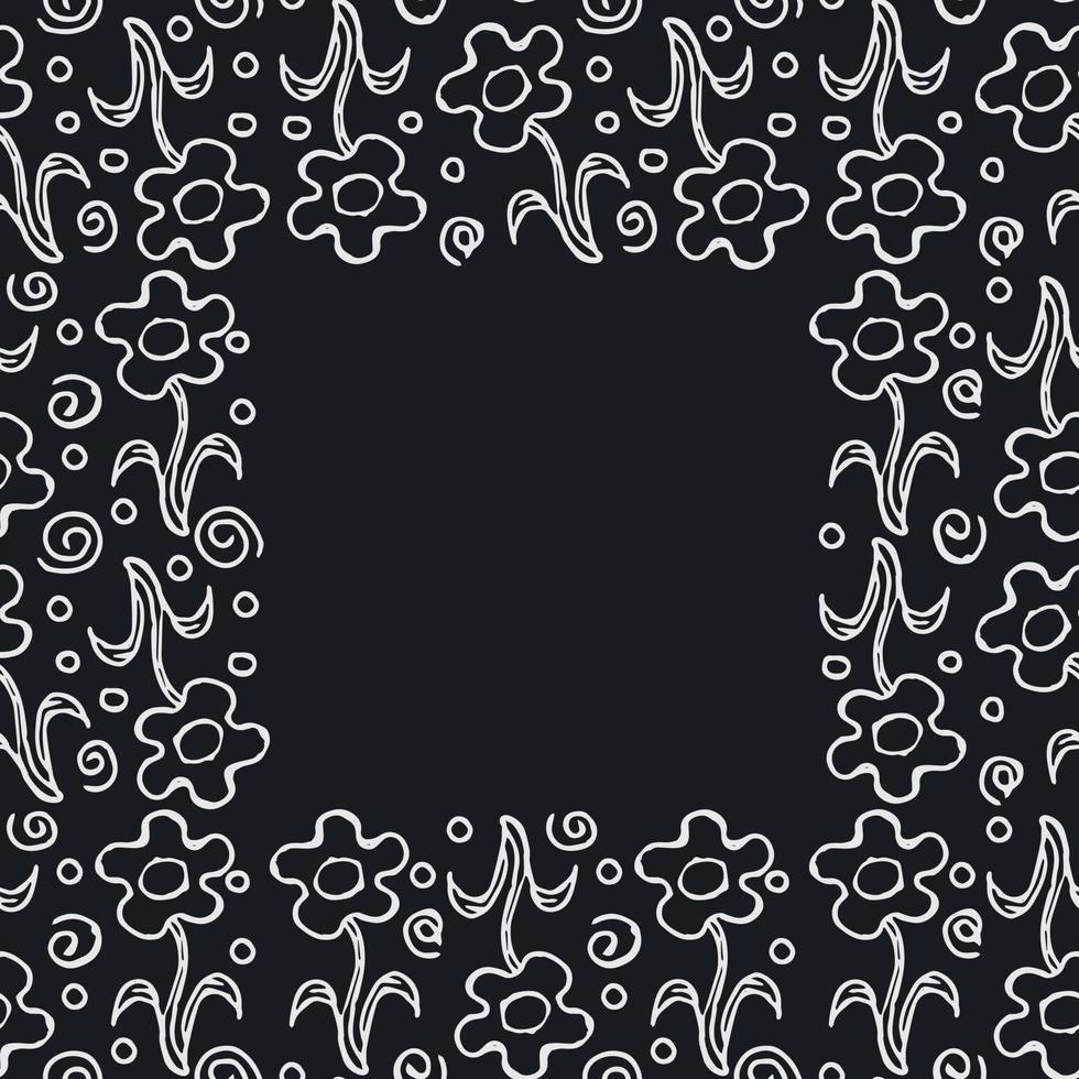 Seamless floral frame. Doodle background with flowers. Spring pattern vector