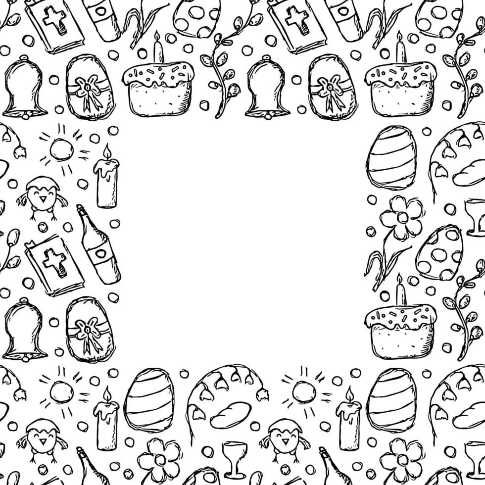 Easter frame. Seamless frame with easter icons. Easter background vector