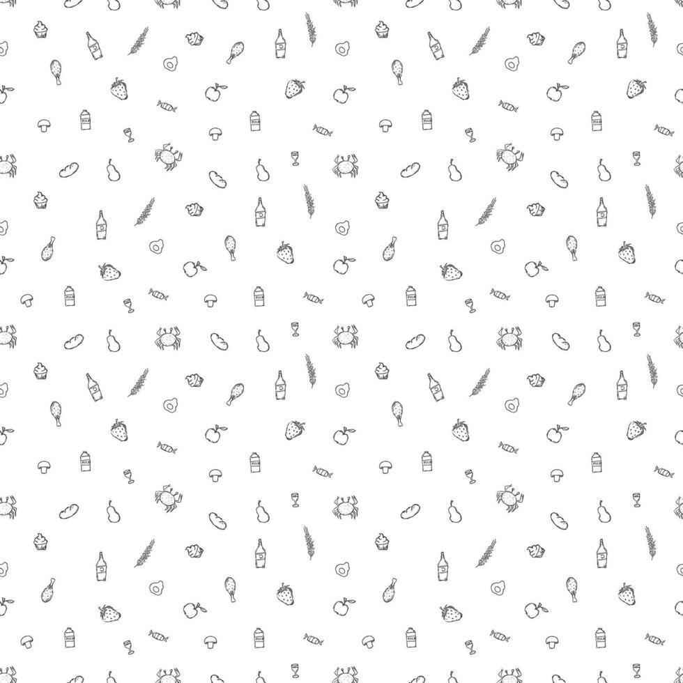 Seamless pattern with food icons. doodle food pattern. Food background vector