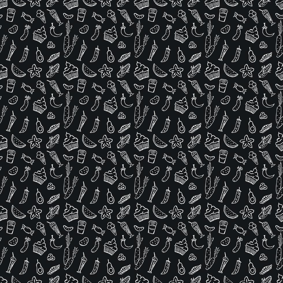 Seamless pattern with food icons. doodle food pattern. Food background vector