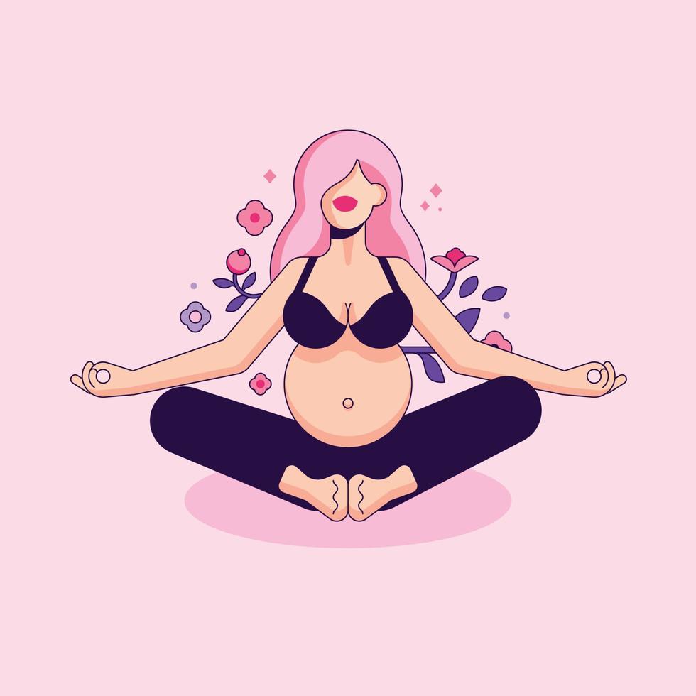 Pregnant Woman Sitting in Lotus Position vector