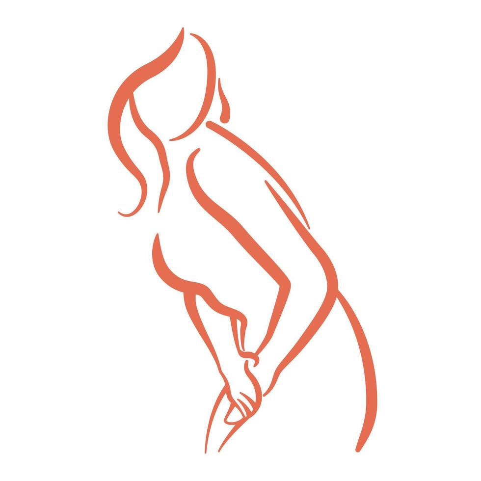 The girl wants to go to the toilet. Cystitis disease. outline drawing vector