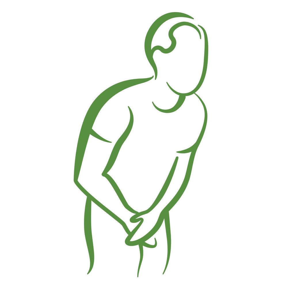 Man wants to go to the toilet. Cystitis disease. outline drawing vector