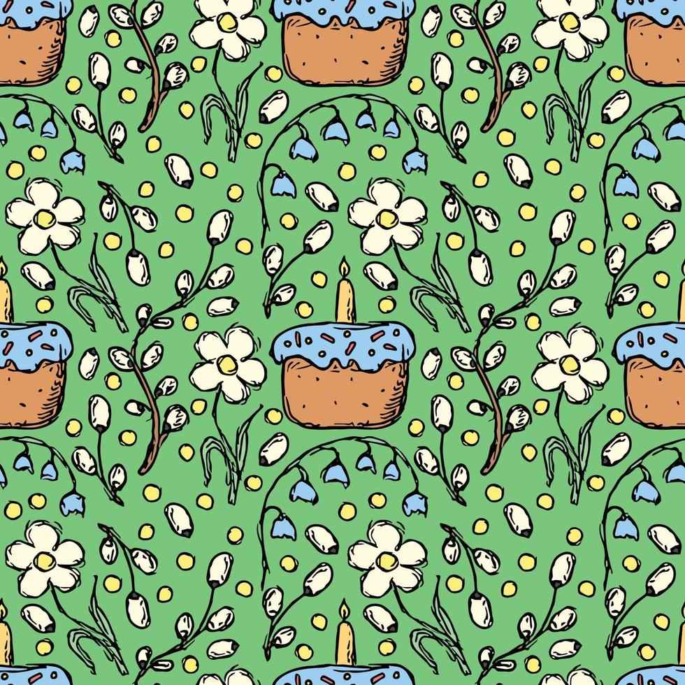 Easter pattern. Seamless pattern with easter icons. Easter background vector