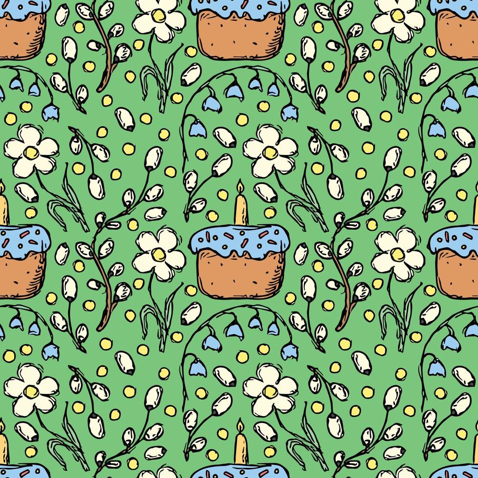 Easter pattern. Seamless pattern with easter icons. Easter background vector