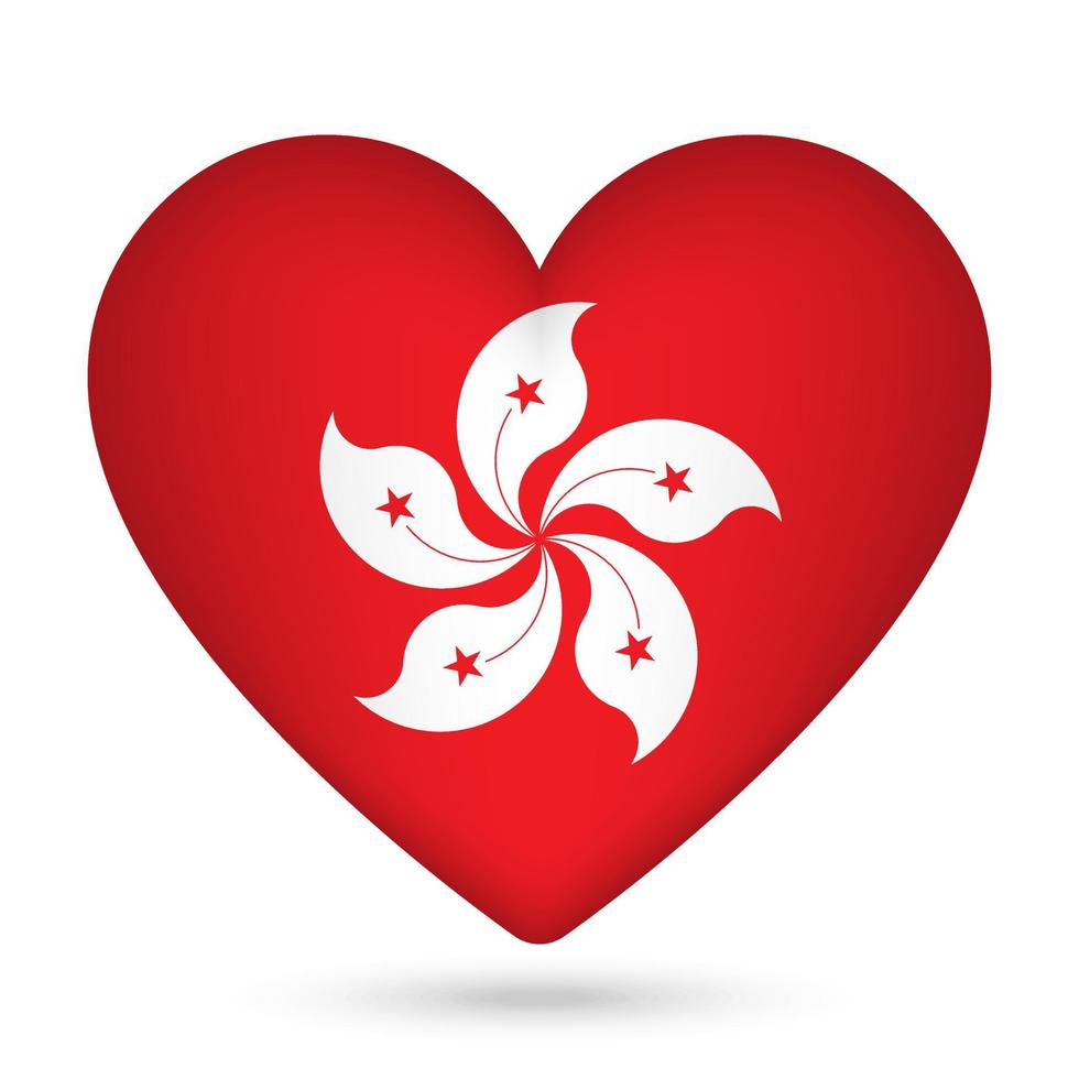 Hong Kong flag in heart shape. Vector illustration.